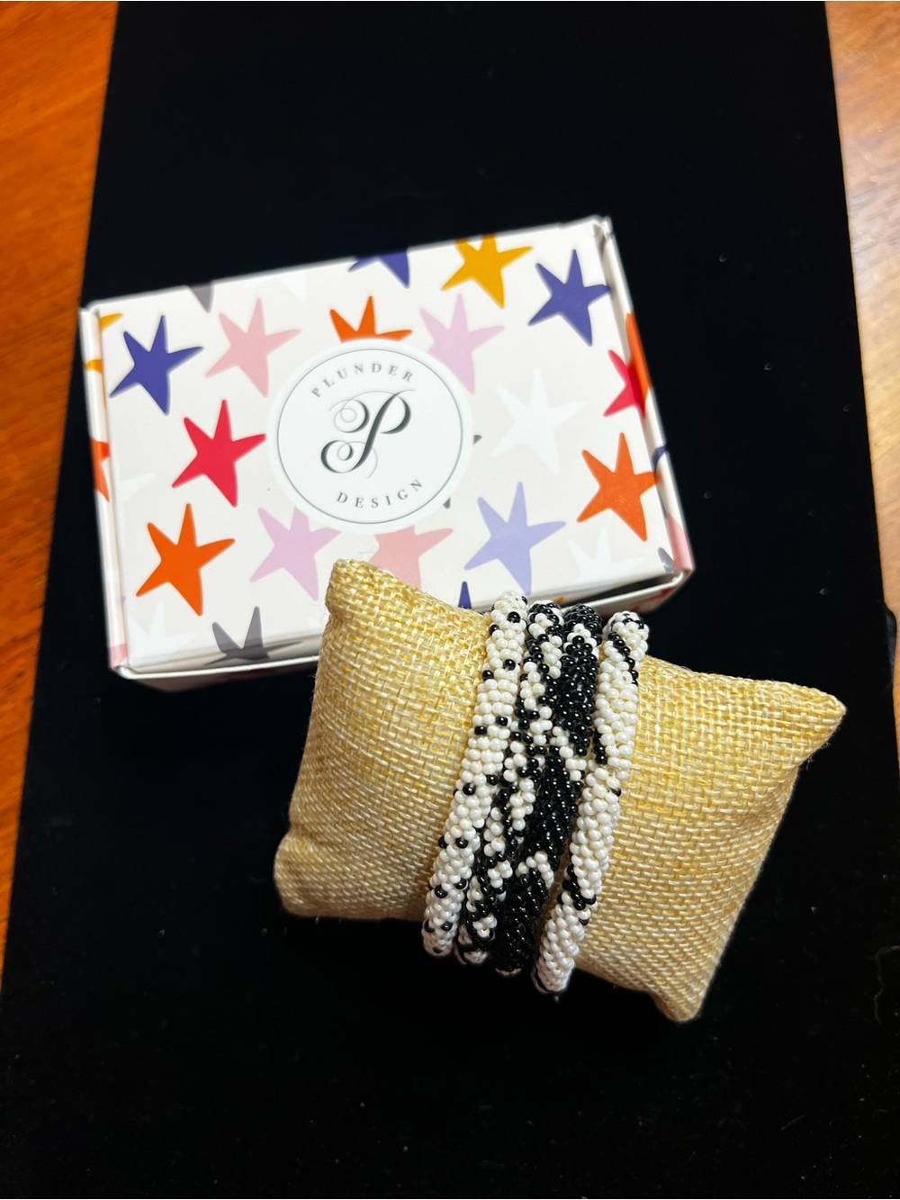 Plunder Black & White Beaded Wrap Bracelet